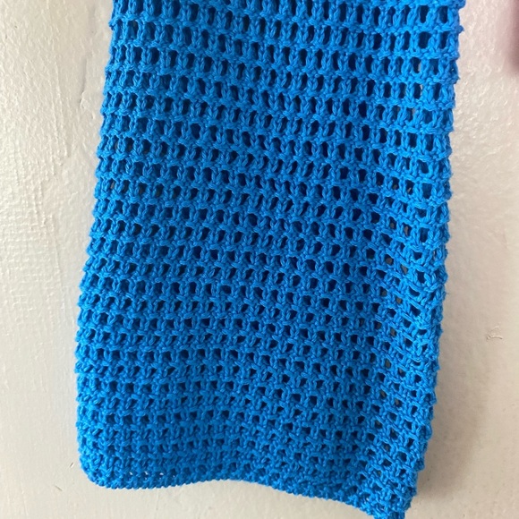 Crochet Colorblock Y2K Cropped Open Knit Sweater Bright Vibrant Top Size Large - Picture 4 of 11